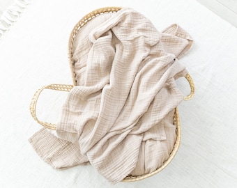 Deluxe Muslin Swaddle in Oat - 100% cotton