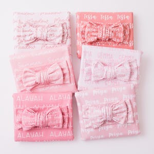 2 piece baby girl gift set - personalized bow and swaddle
