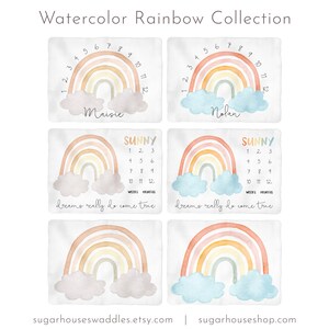 Neutral Rainbow Baby Blanket perfect background for milestone pictures baby girl boy gender neutral earthy colors image 3