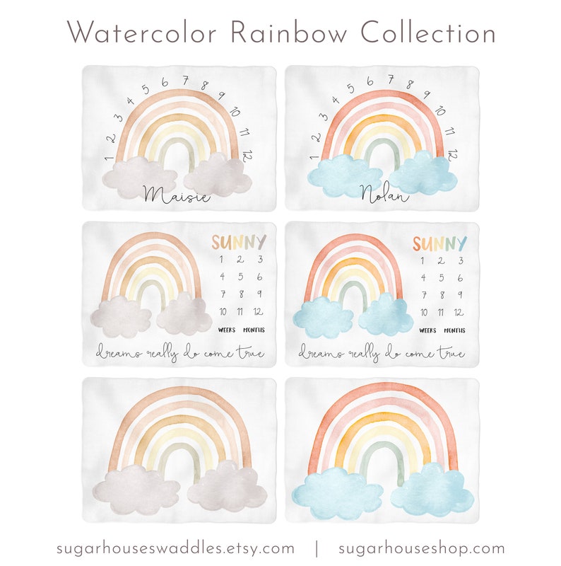 Neutral Rainbow Baby Blanket perfect background for milestone pictures baby girl boy gender neutral earthy colors image 3