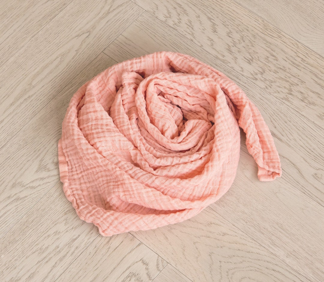 Classic Muslin Swaddle Baby Blanket in Apricot 100 Cotton 47 X 47 Etsy