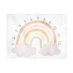 Neutral Rainbow Milestone Blanket with numbers - perfect background for milestone pictures - baby girl boy gender neutral