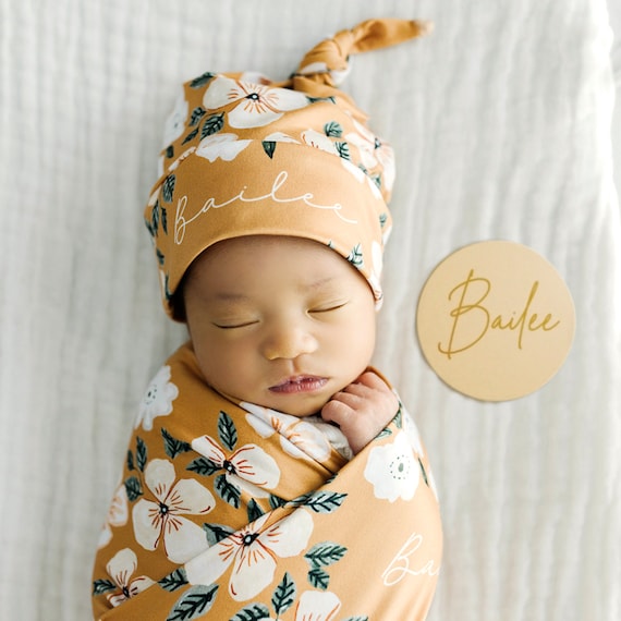 Personalized Swaddle Blanket Modern Floral Etsy Canada