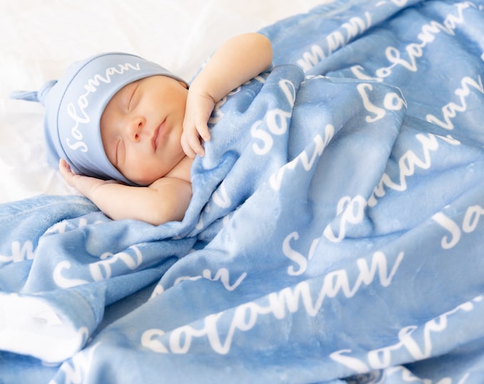 Plush minky name blankets and accessories