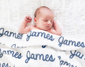 White plush minky name blanket