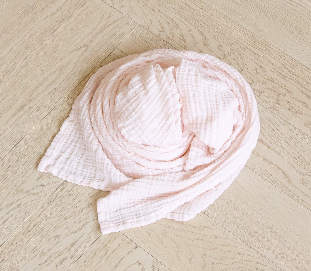 Classic Muslin Swaddle Baby Blanket in Pale Pink Etsy