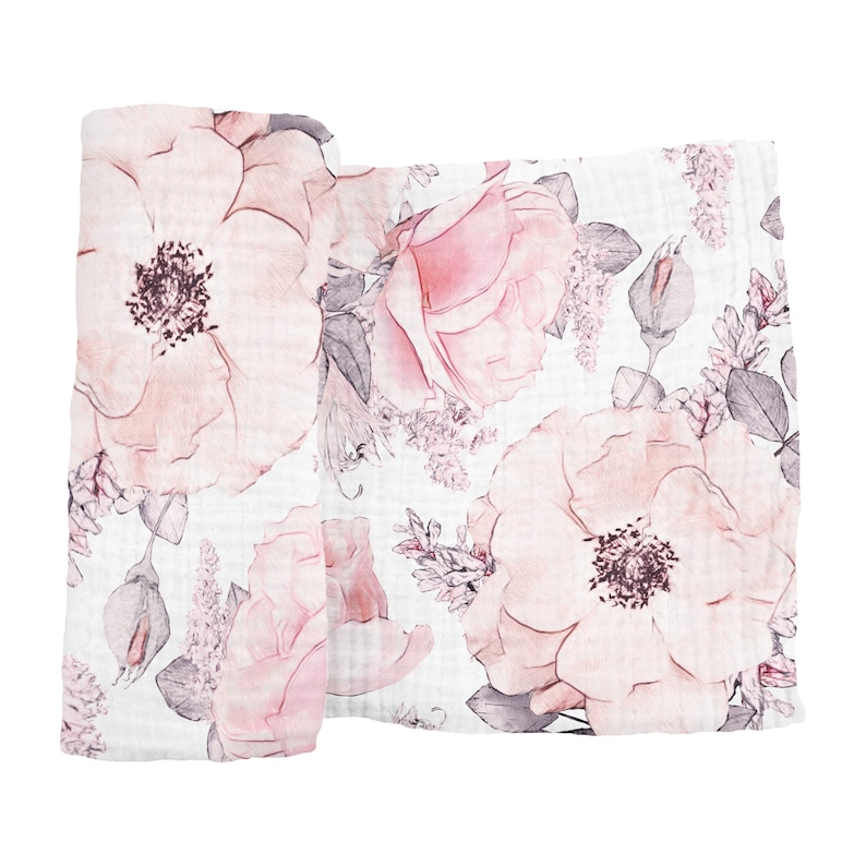 floral muslin swaddle blanket