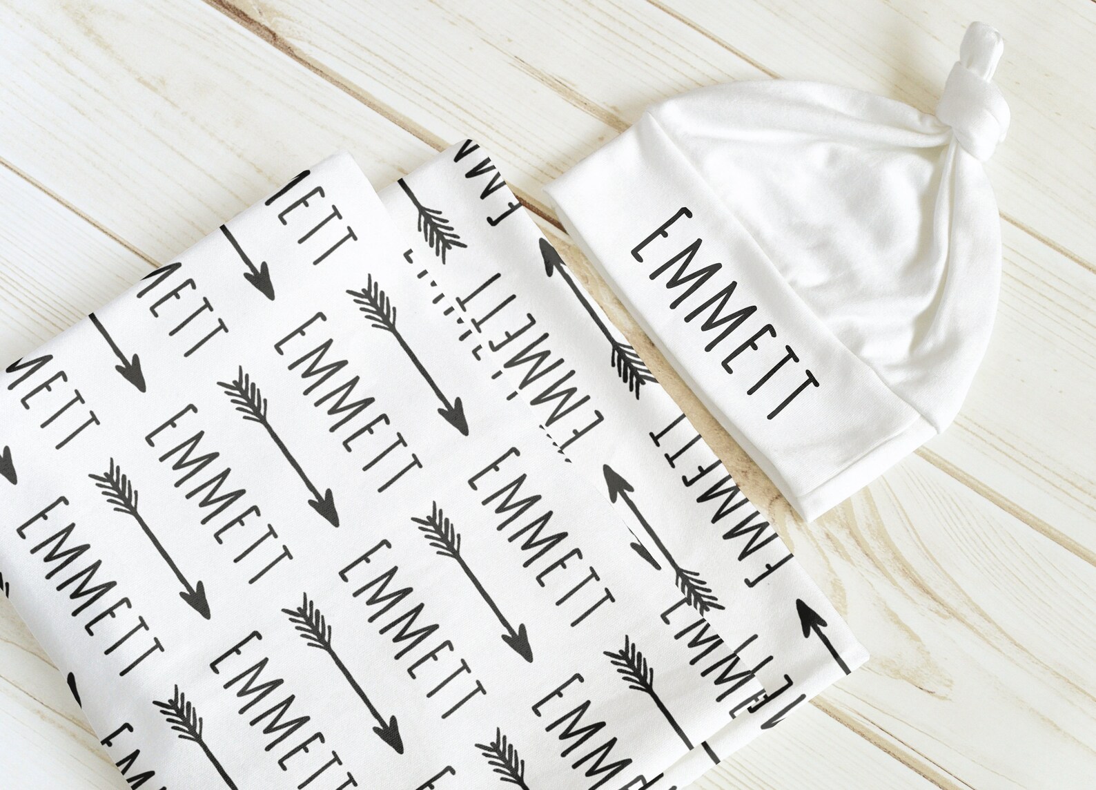 Personalized Baby Swaddle Blanket & Optional Hat Set arrow Etsy