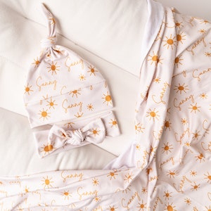 Personalized Swaddle Blanket - Sunbursts