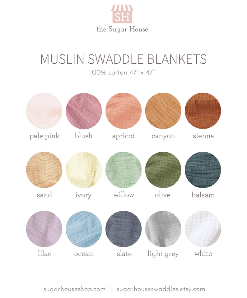 Classic Muslin Baby Swaddle Blankets 100 Cotton 47 X Etsy