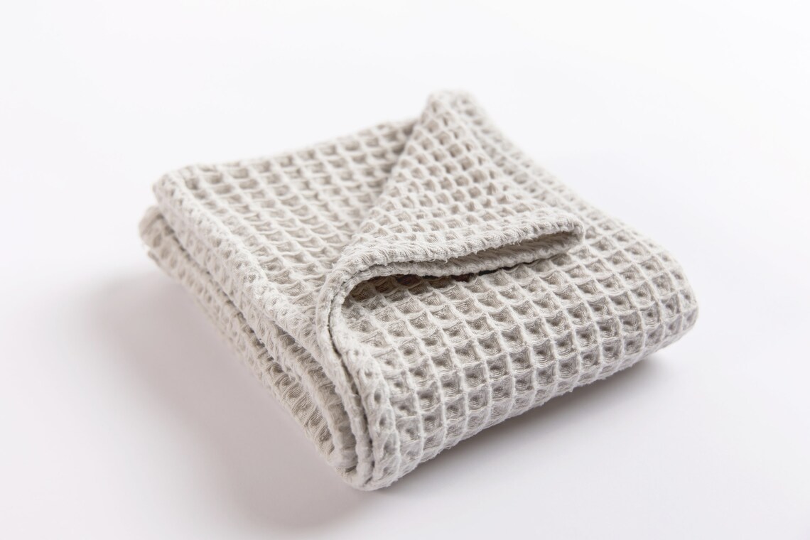 Waffle Baby Blanket in Light Grey made from soft and lofty Etsy