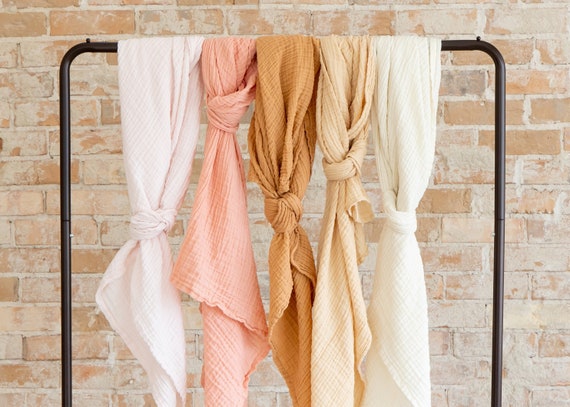 Classic Muslin Baby Swaddle Blankets 100 Cotton 47 X 47 Etsy