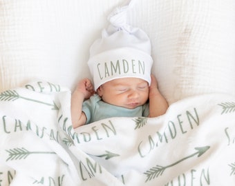 Plush minky name blanket - white background with color arrow