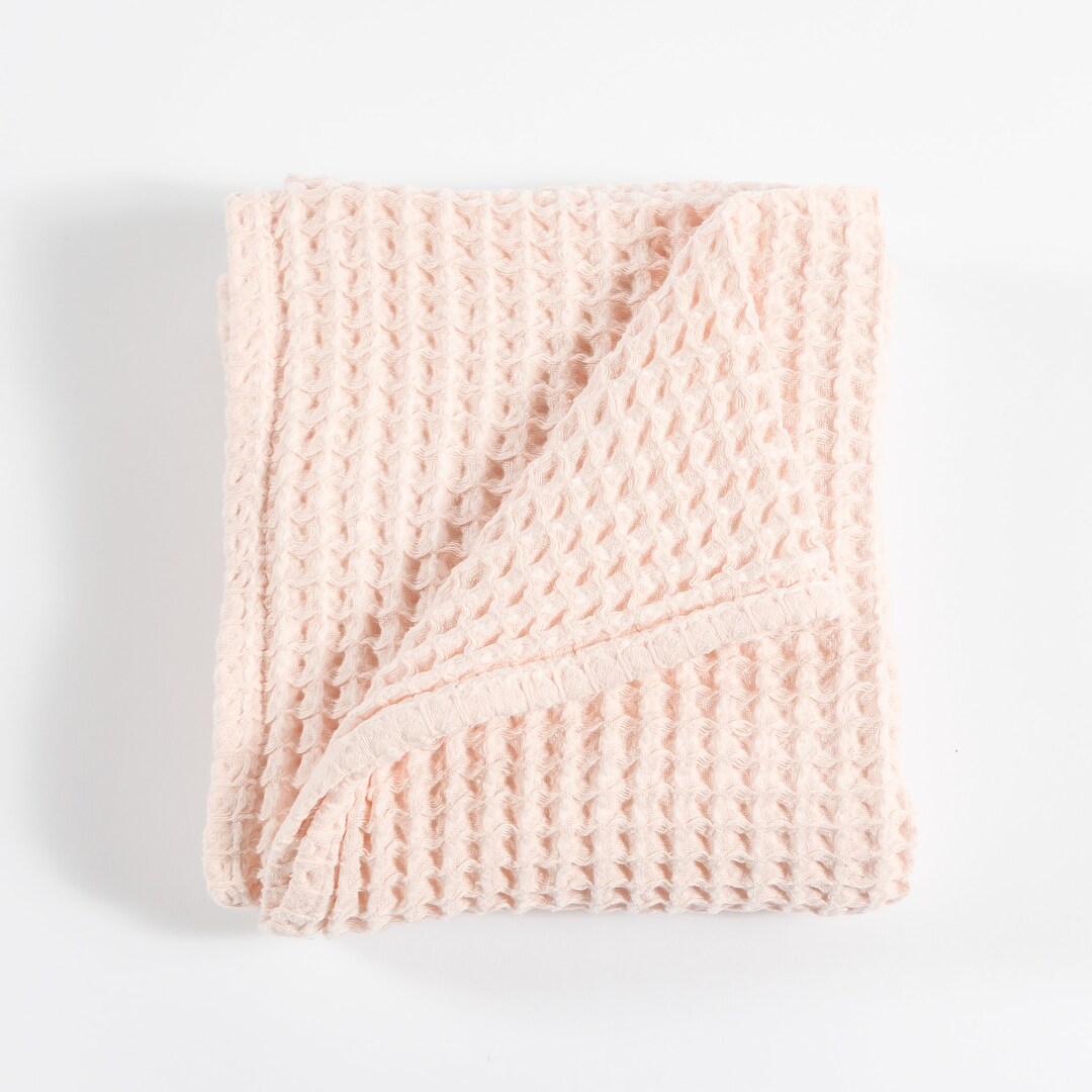Waffle Baby Blanket in Pale Pink Etsy