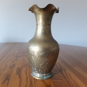 Large Etched Brass Vase