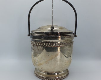 Vintage Sheffield Silver Plated Hinged Lid Ice Bucket