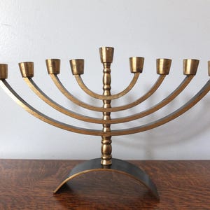 Mid Century Modern Brass Menorah Candlestick With 9 Branches