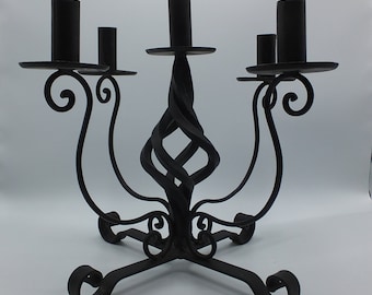 Vintage Wrought Iron 5 Arm Candelabra