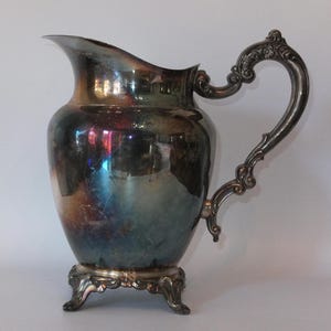 Vintage Silver Plated Water Pitcher With Ice Guard