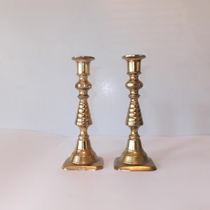 Set Of 2 Beehive Design Brass Candlesticks