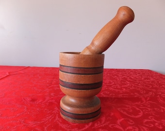 Vintage Handmade Wooden Mortar And Pestle