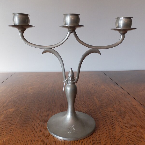 Vintage Insico Pewter 3 Arm Candelabra