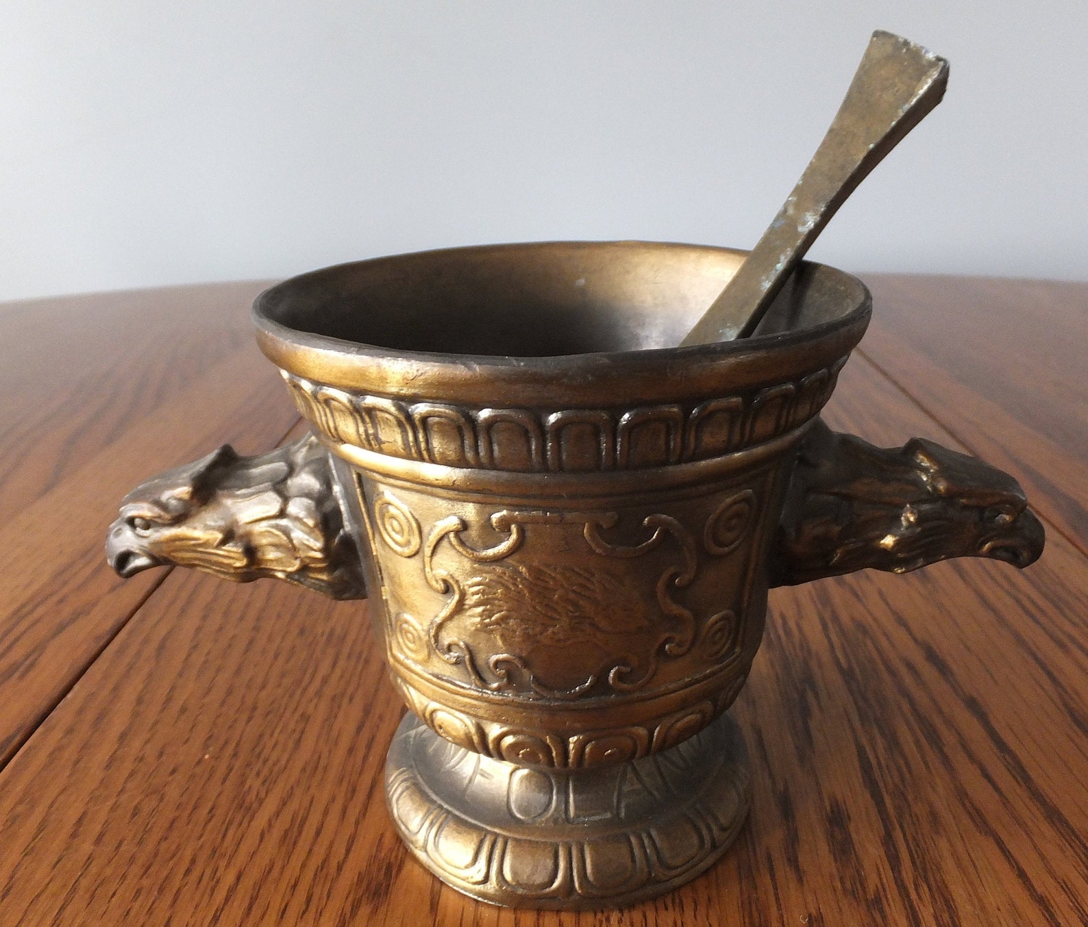 Vintage Brass and Metal Eagle Head Mortar and Pestle Etsy
