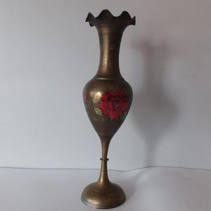 Vintage Etched Brass Vase