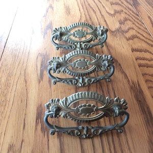 Three Vintage Brass Bureau / Draw Pulls
