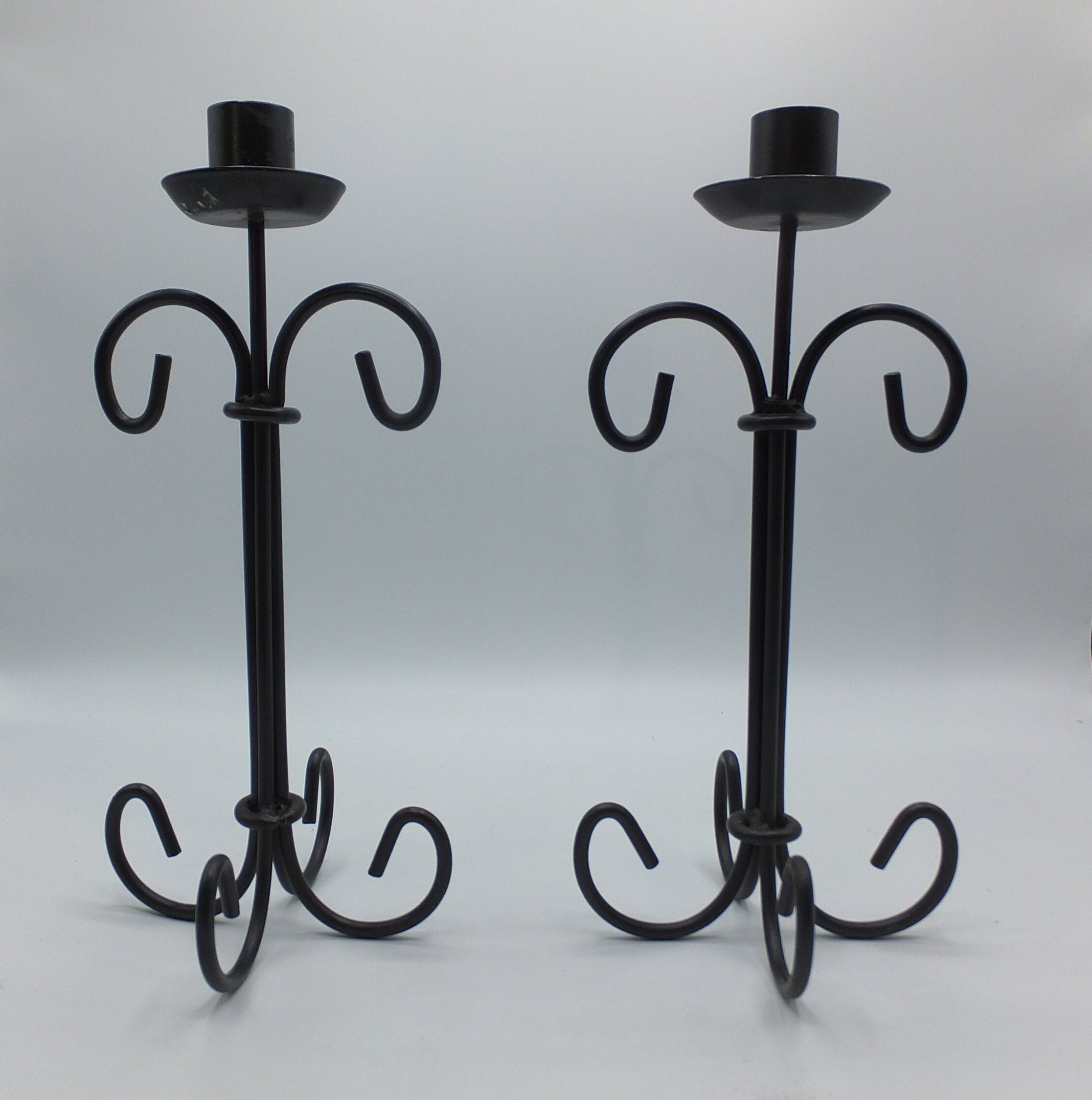 Black Metal Candlestick Holders Set of 2 - Etsy