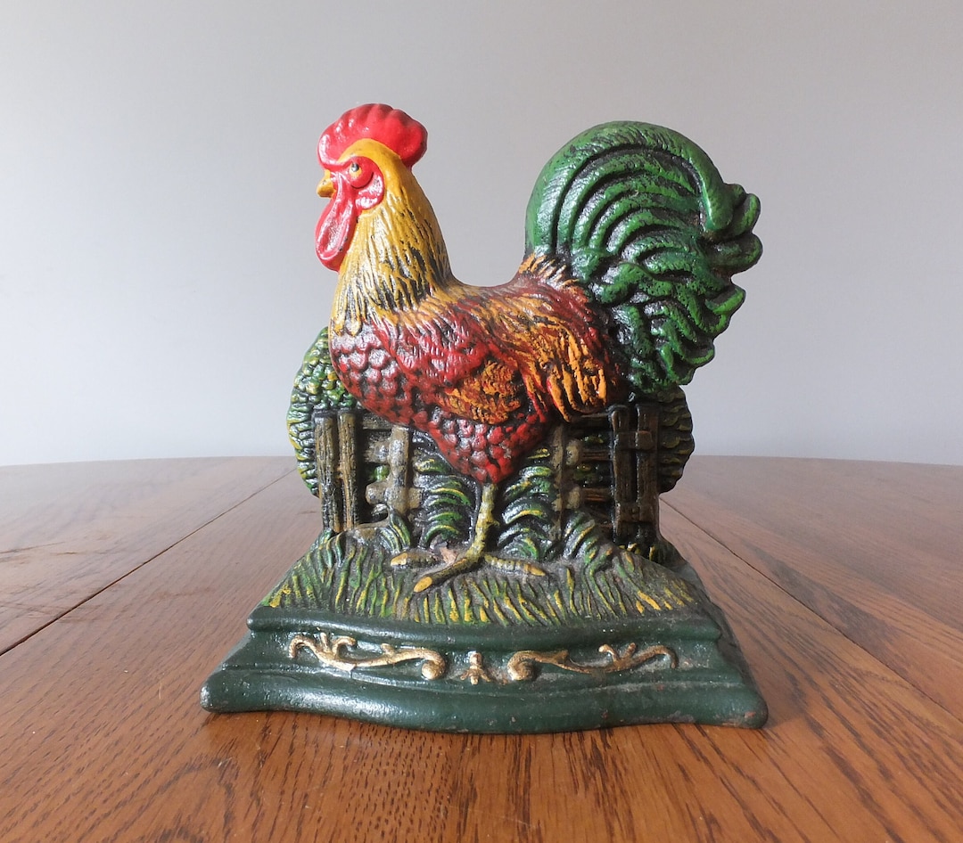 Cast Iron Painted Rooster Napkin Holder Etsy