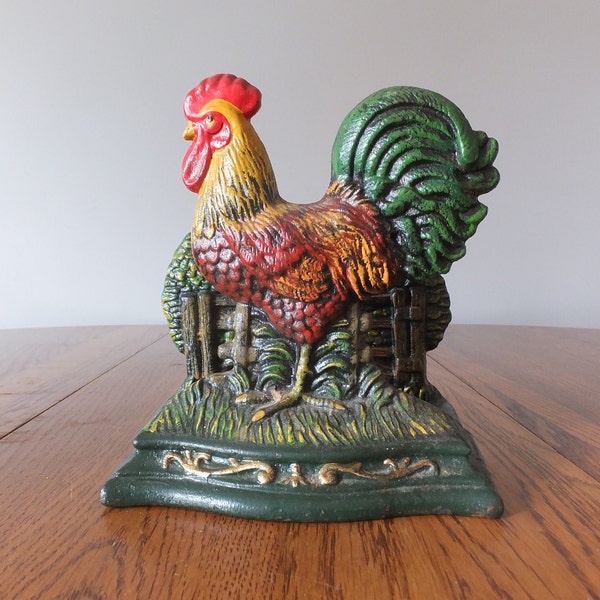 Cast Iron Painted Rooster Napkin Holder