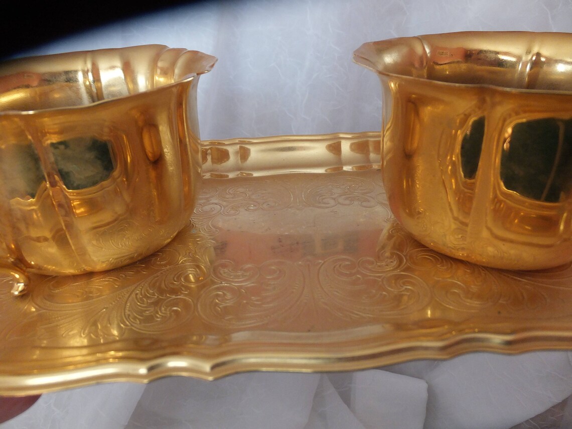 Golden 49er Series 25K Gold Electroplate Tray With Creamer and Etsy
