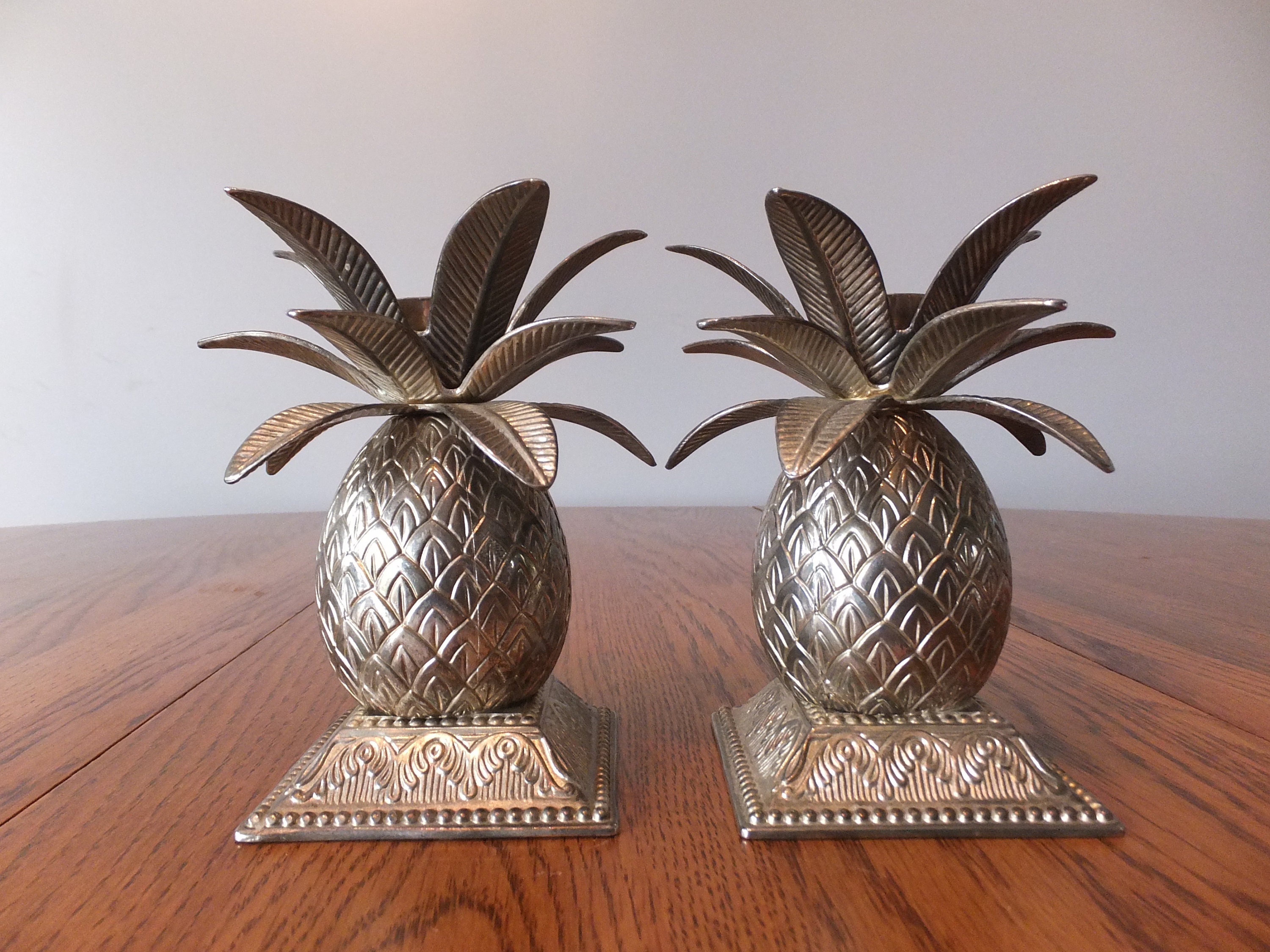 【本物新品保証】 Vintage Godinger Holders Candlestick Pineapple Co Art Silver その他