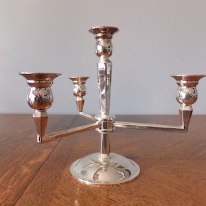 Mid Century Modern Style Silver Plated 4 Arm Candelabra