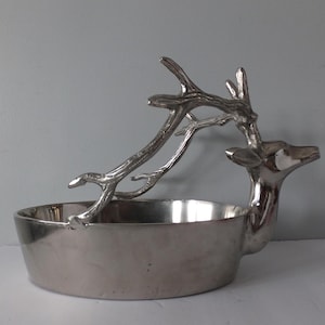 Vintage Cast Metal Deer / Stag Serving Bowl