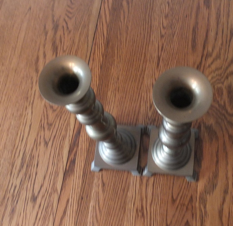 Vintage Large Brass Candlestick Holders Set Of 2