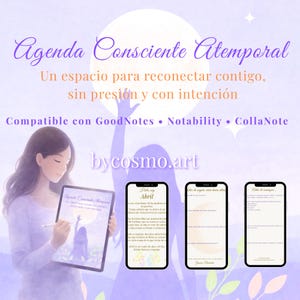 Agenda Digital Consciente, Digital Planner Undated, Mindfulness & gratitude, Aesthetic GoodNotes, Notability, CollaNote Planner | Spanish P
