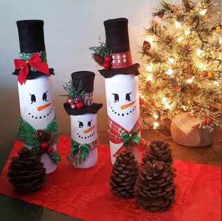 6 Sacchetti Natalizi Per Bottiglie Di Vino - Coperture In Tessuto Non Tessuto Con Pupazzo Di Neve, Babbo Natale E Renna - 28x15 Cm - Regali Fai Da Te