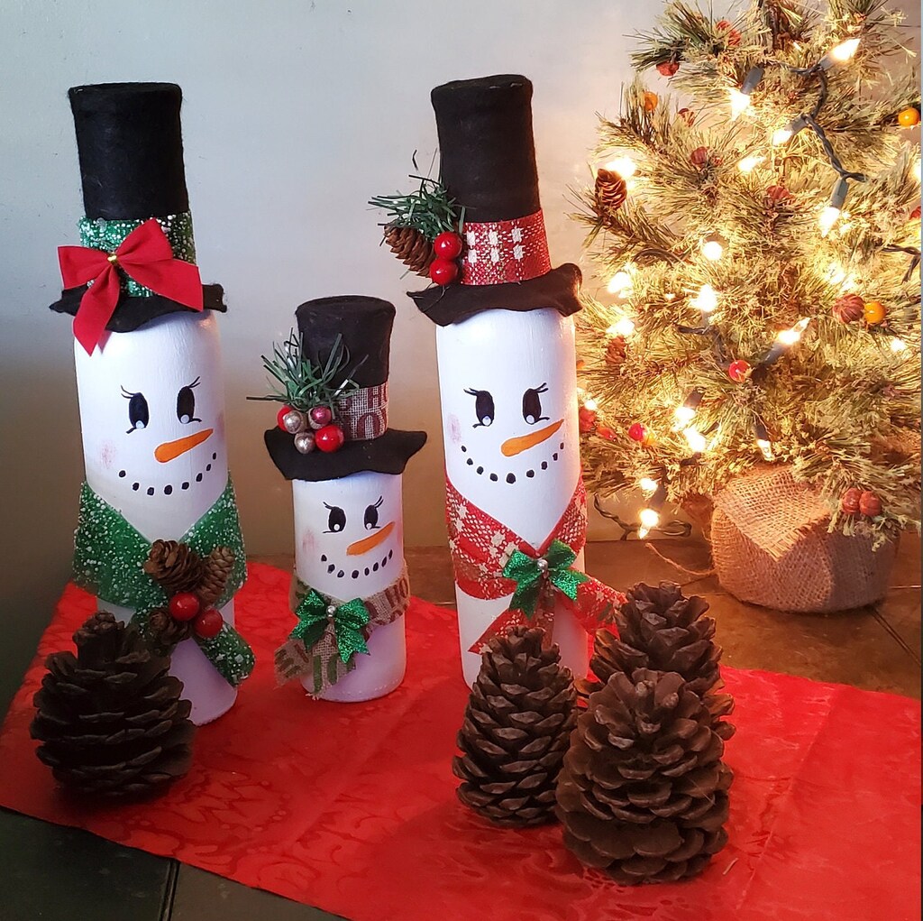 6 Sacchetti Natalizi Per Bottiglie Di Vino - Coperture In Tessuto Non Tessuto Con Pupazzo Di Neve, Babbo Natale E Renna - 28x15 Cm - Regali Fai Da Te