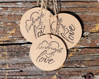 80 Brown Kraft Handmade With Love Gift Tags with String