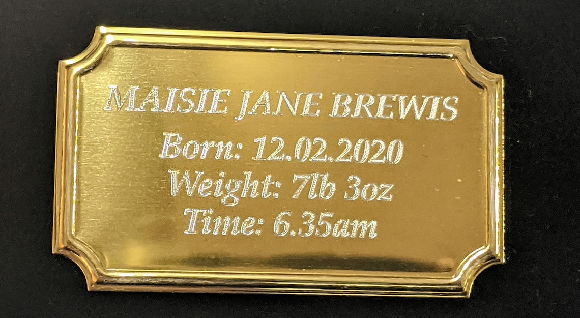 Gold Aluminium Engraving Plate 60mm X 35mm Engraved to Your Own