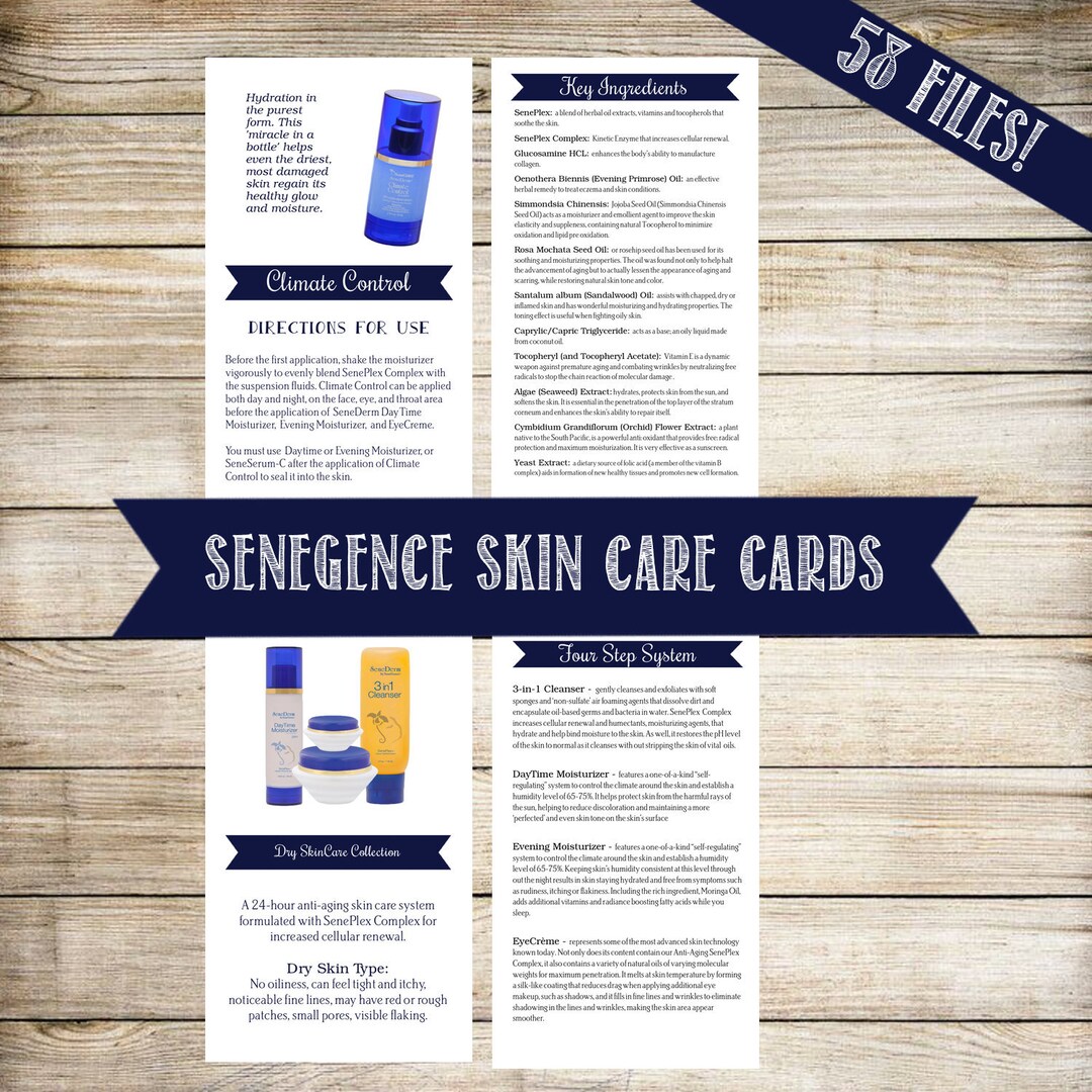 Digital Files Senegence Skin Care Cards Senegence Product - Etsy