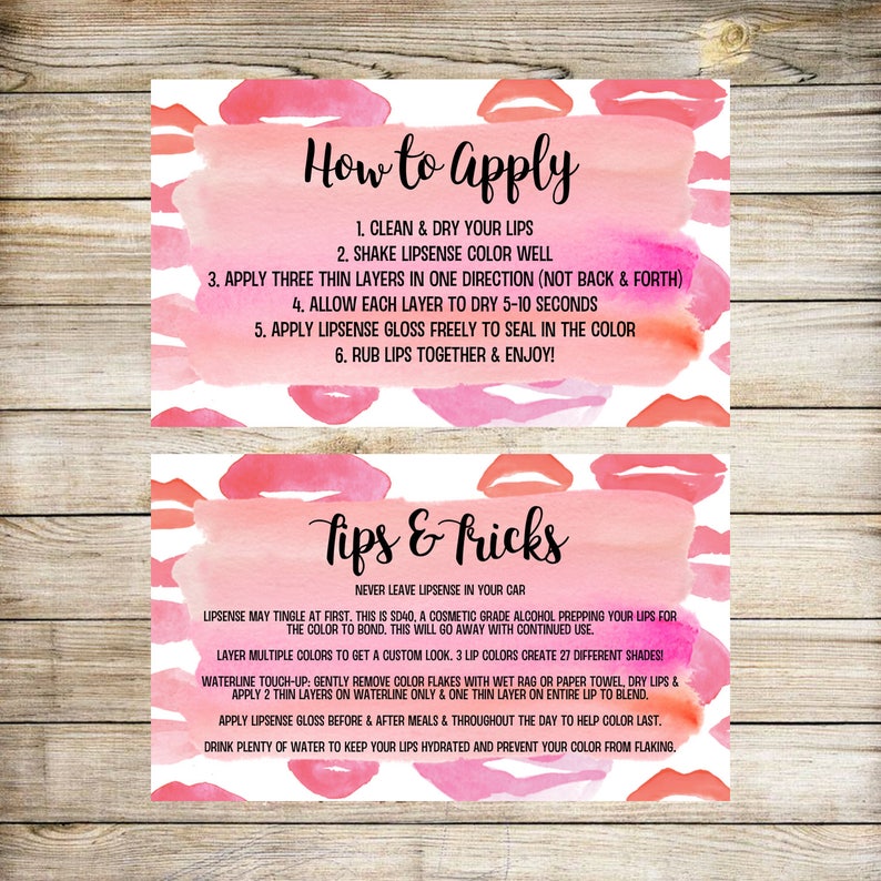 Lipsense Tips Tricks and How to Apply Cards, Digital Download, Lipsense ...