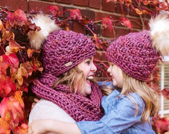 THE RUTHIE BEANIE Kids// Faux Fur Pom Pom // Chunky Crochet Hat // Warm Crochet Accessories // Winter Hat // Ready to Ship