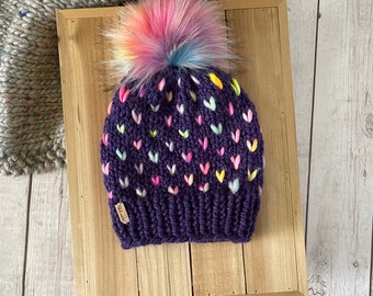 THE IRIS RAINBOW Hat // Chunky Knit Fair Isle Hat // Warm Knit Accessories // Winter Hat // Knit Chunky Hat // Ready to Ship
