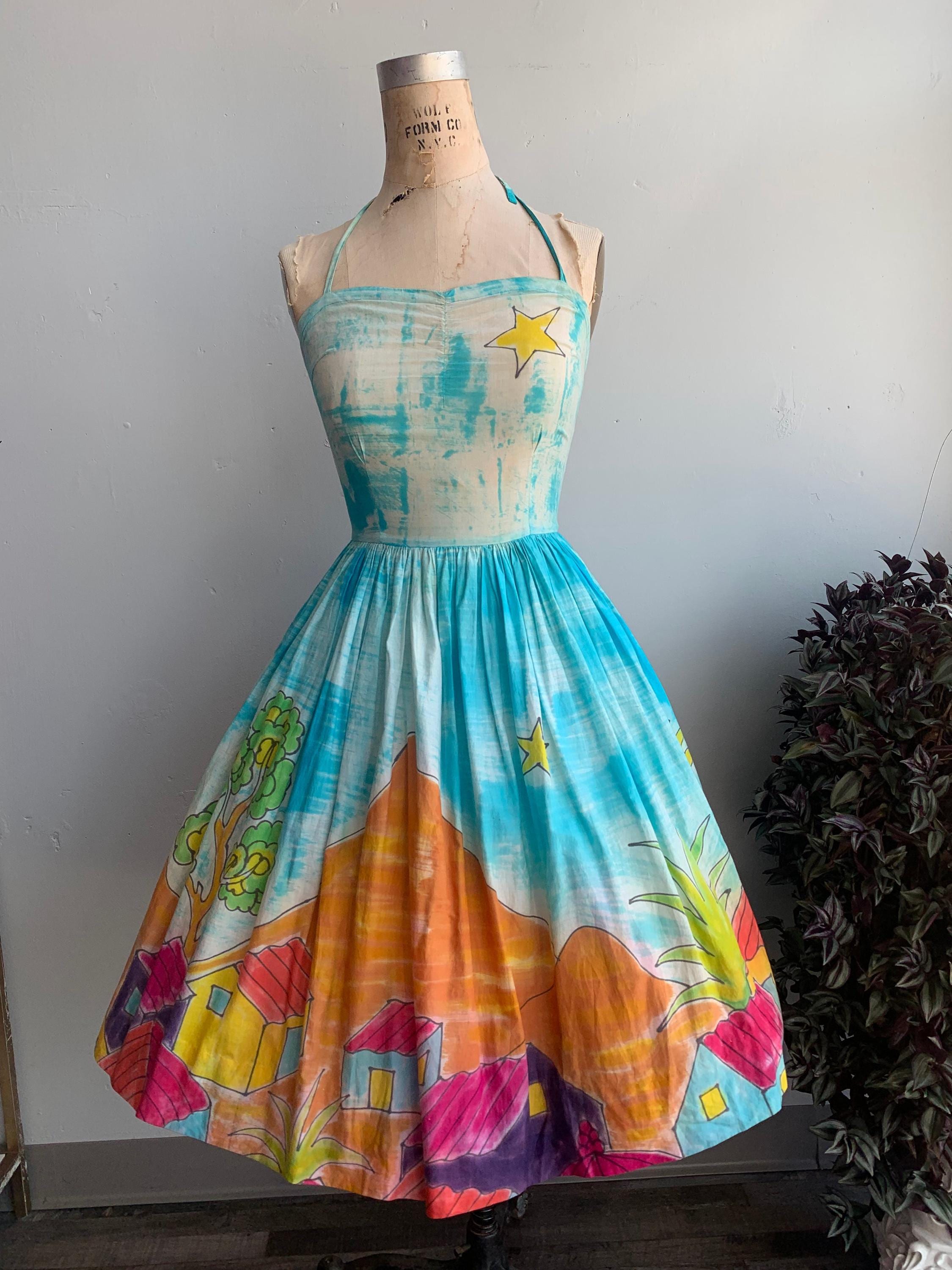 50's Shabby Dresses Lindy Bop Blue Paris Scene Retro 50's