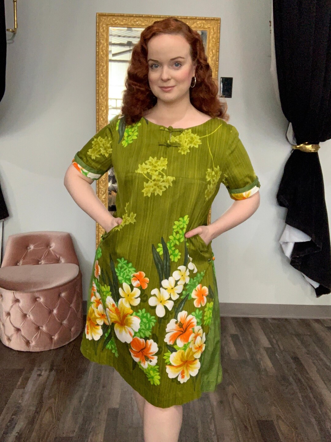 Milne dress green Tartan Vintage Leaves Hawaiian Shirt