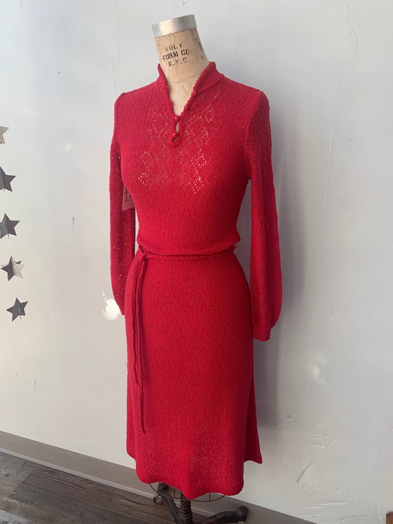 1970s Raspberry Red Knit Dress by “MSII”