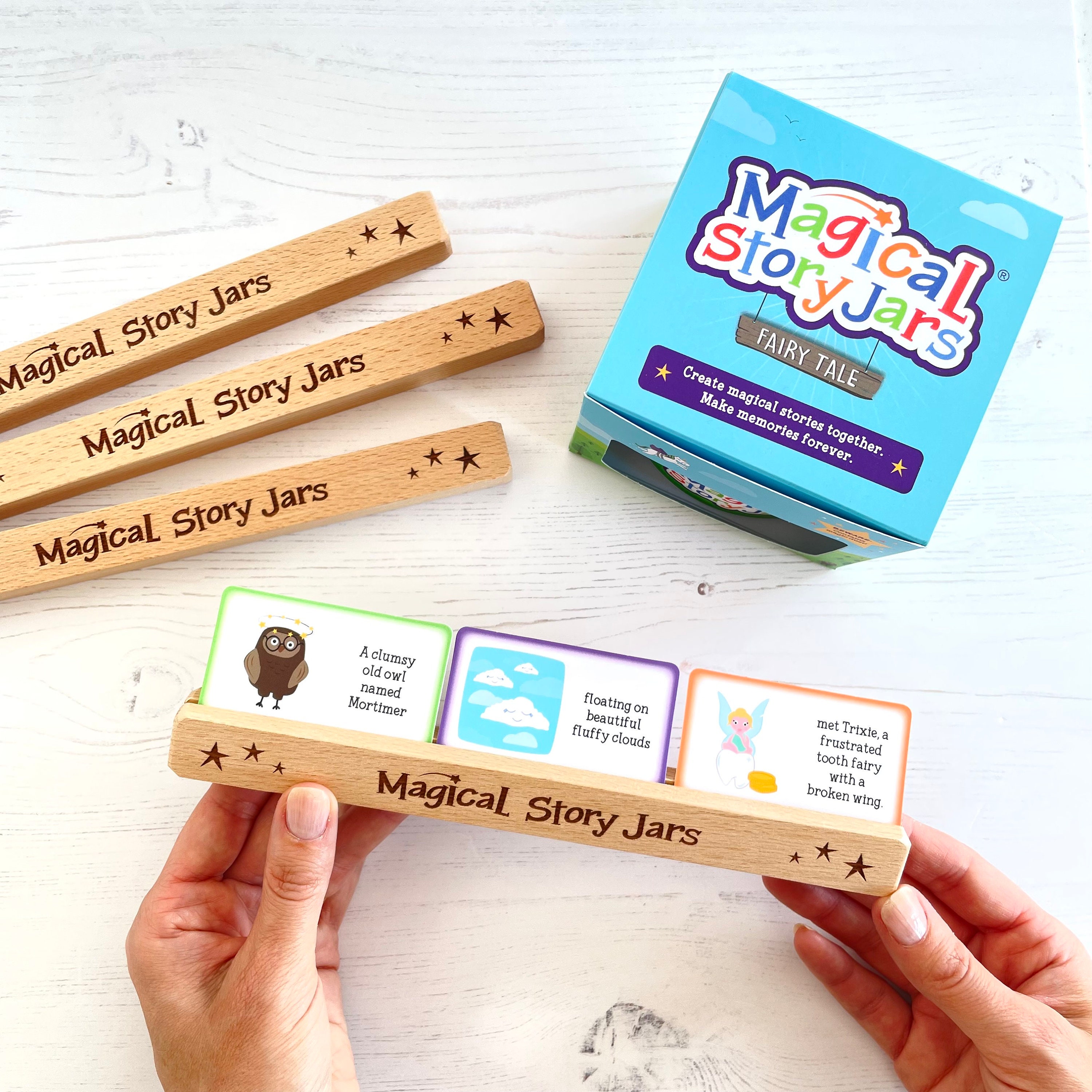 Fairy Tale Magical Story Jar & Wooden Story Card Stand - Gift for Kids ...